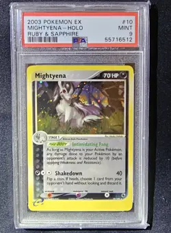 PSA 9 Pokemon Mightyena Holo Ex Ruby and Sapphire 10/109 Mint 2003 - Image 1