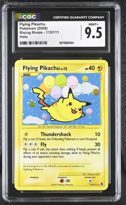 CGC 9.5 MINT+ Flying Pikachu 2009 Rising Rivals 113/111 Holo Pokemon Card - Image 1