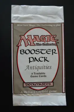 Magic The Gathering MTG EMPTY ANTIQUITIES BOOSTER PACK WRAPPER No Cards - Image 1