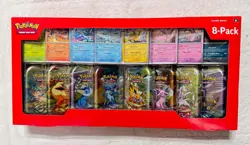 Pokemon TCG Prismatic Evolutions Costco 8 Mini-Tin Bundle w/ Promo Cards NEW - Image 1
