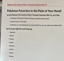 Pokemon TCG Prismatic Evolutions Costco 8 Mini-Tin Bundle w/ Promo Cards NEW - Image 2