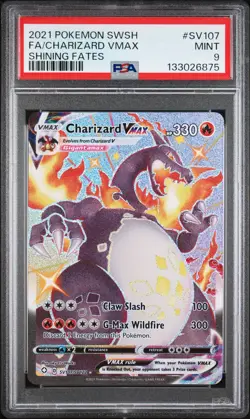2021 POKEMON SWORD & SHIELD SHINING FATES #SV107 FULL ART/CHARIZARD VMAX PSA 9 - Image 1