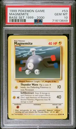PSA 10 *Gem Mint* 1999 Pokemon Base Set Magnemite 1999-2000 UK 4th Print #53 - Image 1