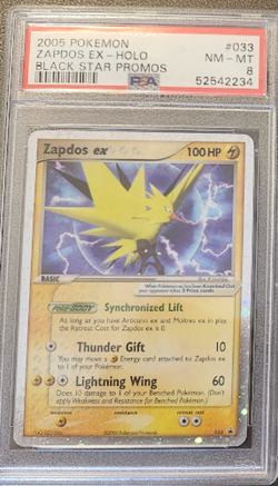 2005 Pokemon Black Star Promos Zapdos Ex-Holo #033 033 PSA 8 - Image 1