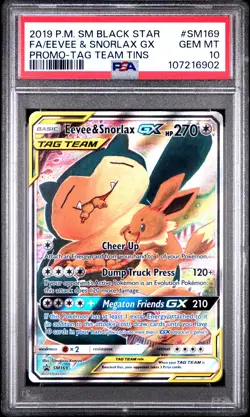 2019 POKEMON SM BLACK STAR PROMO #SM169 FULL ART/EEVEE & SNORLAX GX PSA 10 - Image 1