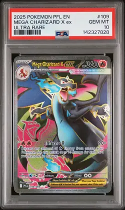 2025 POKEMON PFL EN-PHANTASMAL FLAMES ULTRA RARE #109 MEGA CHARIZARD X EX PSA 10 - Image 1