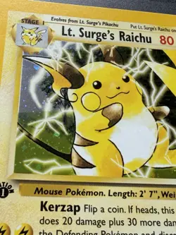 Lt. Surge's Raichu 11/132 Holo Rare - Gym Challenge - 1st Edition - Pokemon WOTC - Image 2