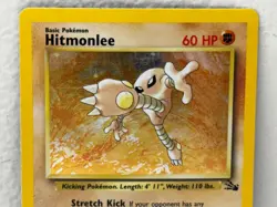 1999 Pokemon TCG Hitmonlee 7/62 Fossil Set Unlimited Edition Holo Rare Card USED - Image 4