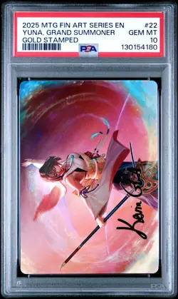 2025 MTG FINAL FANTASY ART SERIES GOLD STAMPED #22 YUNA, GRAND SUMMONER PSA 10 - Image 1