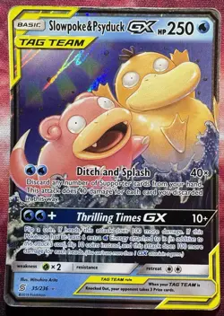 2019 Pokemon Sun & Moon Unified Minds Slowpoke & Psyduck GX Rare Holo #35/236 - Image 1