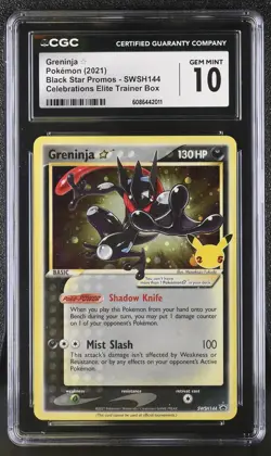 CGC 10 GEM MINT Black Star Promo Greninja Gold Star SWSH144 Celebrations Pokemon - Image 1