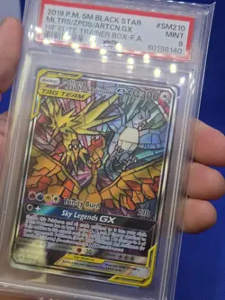 Pokemon Sun & Moon Hidden Fates ETB Moltres Zapdos Articuno GX SM210 Promo PSA 9 - Image 2