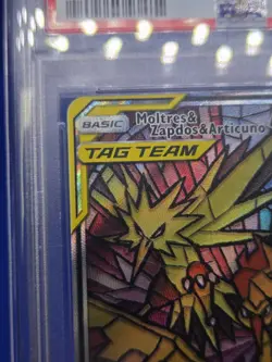 Pokemon Sun & Moon Hidden Fates ETB Moltres Zapdos Articuno GX SM210 Promo PSA 9 - Image 3