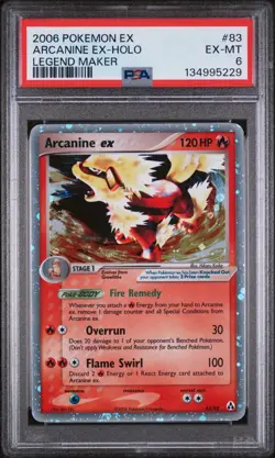 2006 POKEMON EX LEGEND MAKER #83 ARCANINE EX-HOLO PSA 6 - Image 1