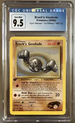 2000 Pokemon TCG Gym Heroes Brock’s Geodude 1st Edition - CGC 9.5 / 10 Gem Mint - Image 1