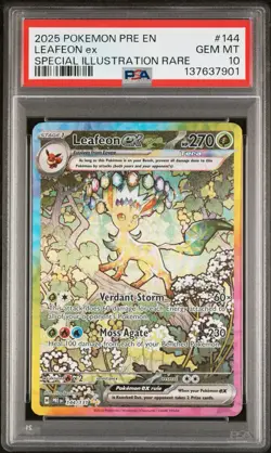 2025 POKEMON PRE EN-PRISMATIC EVOLUTIONS #144 LEAFEON EX PSA 10 - Image 1