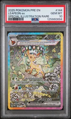 2025 POKEMON PRE EN-PRISMATIC EVOLUTIONS #144 LEAFEON EX PSA 10 - Image 1