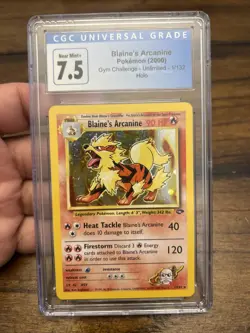 CGC 7.5 Blaine's Arcanine 2000 Gym Challenge 1/132 Holo Unlimited - Image 1