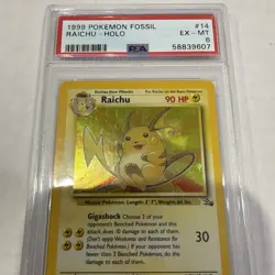 Raichu 14/62 Fossil Holo PSA 6 1999 Pokemon TCG Wizards English Mitsuhiro Arita - Image 3