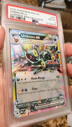 2025 Pokemon Prismatic Evolutions Surprise Box Exclusive Umbreon EX Holo PSA 8 - Image 1
