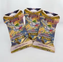 Pokemon TCG: Sword & Shield-Brilliant Stars Sleeved Booster Pack Lot of (3) - Image 1