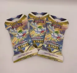 Pokemon TCG: Sword & Shield-Brilliant Stars Sleeved Booster Pack Lot of (3) - Image 2