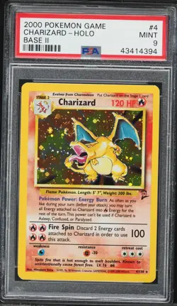 2000 Pokemon Base Set 2 Holo Charizard #4 PSA 9 MINT SWIRL - Image 1