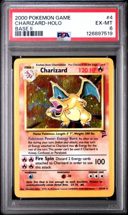 2000 POKEMON BASE SET 2 #4 CHARIZARD-HOLO PSA 6 - Image 1