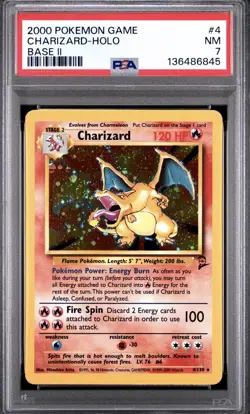 BT123 Collectables - Pokemon Charizard #4/130 Holo - Base Set 2 2000 PSA 7 - Image 1
