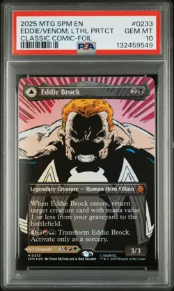 2025 MTG MARVEL'S SPIDER-MAN #0233 EDDIE BROCK/VENOM, LETHAL PROTECTOR PSA 10 - Image 1