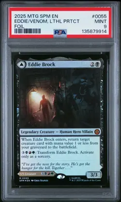2025 MTG MARVEL'S SPIDER-MAN FOIL EDDIE BROCK/VENOM, LETHAL PROTECTOR PSA 9 - Image 1