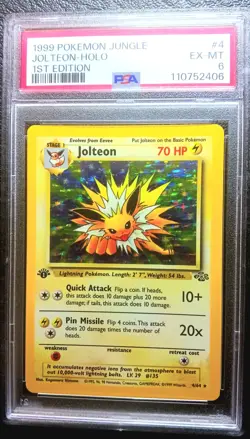 4/64 JOLTEON-HOLO 1st Edition 1999 Vintage Pokemon Jungle PSA 6 EX-MT - Image 1