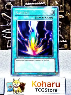 Yugioh Raigeki LOB-053 The Legend of Blue Eyes White Dragon 1st Edition -NM - Image 1