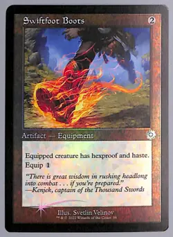 Swiftfoot Boots - Retro Frame - Foil - 58 - The Brothers' War (BRR) MTG - Image 1