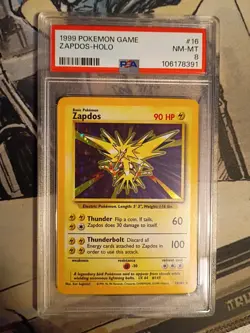 Pokemon TCG Base Set Zapdos Holo Rare Card 16/102 1999 - Image 1
