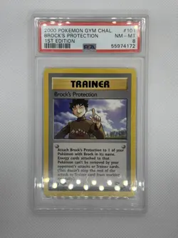 2000 Pokemon Gym Challenge Brock’s Protection 1st Edition PSA 8 NM-MT - Image 1