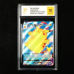 TQG 10 GEM MINT 2021 Pokemon ENG Surfing Pikachu VMAX 009/025 - Image 1
