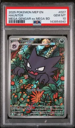 2025 POKEMON MEP EN-ME BLACK STAR PROMO HAUNTER #027 PHANTASMAL FLAMES PSA 10 - Image 1