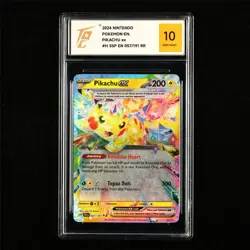 TQG 10 GEM MINT 2024 Pokemon ENG Pikachu ex 057/191 RR - Image 1