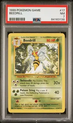 Pokemon 1999 WOTC Base Set Beedrill 17/102 Non Holo Rare PSA 7 NM NEAR MINT - Image 1