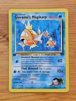 Pokemon TCG Giovanni's Magikarp 73/132 Gym Challenge 1st Edition LP WOTC. - Image 1