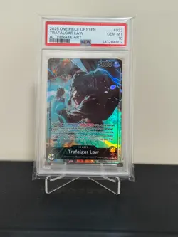 PSA 10 One Piece CCG Trafalgar Law Royal Blood Foil OP10-022 Alt Art Leader - Image 1