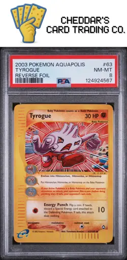 2003 Pokemon Aquapolis Tyrogue Reverse Foil #63 PSA 8 (New Cert!) - Image 1