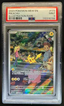 2023 Pokemon SV 151 MEW EN Pikachu Illustration Rare #173/165 PSA 9 - Image 1