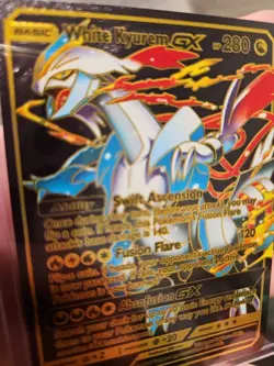 Pokemon Black Foil Fan Art White Kyurem GX Textured Collector Card - Image 4