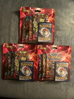 3 Pokemon TCG Lightning Set Packs with 1 Bonus Card 4 Booster Packs Each Sealed - Image 1