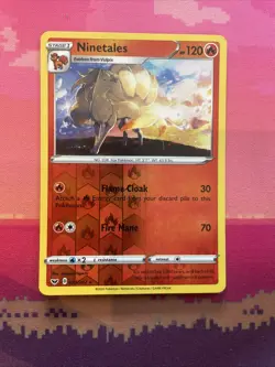 Pokemon Card Ninetales Sword & Shield Base Set Reverse Holo Rare 023/202 NM - Image 1