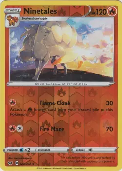 Ninetales 023/202 Reverse Holo Sword & Shield Pokemon Card NM - Image 1