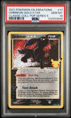 2021 POKEMON CELEBRATIONS CLASSIC COLL #17 UMBREON-GOLD STAR PSA 10 - Image 1