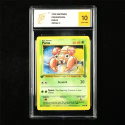 TQG 10 GEM MINT 1999 Pokemon ENG Paras 59/64 C - Image 1